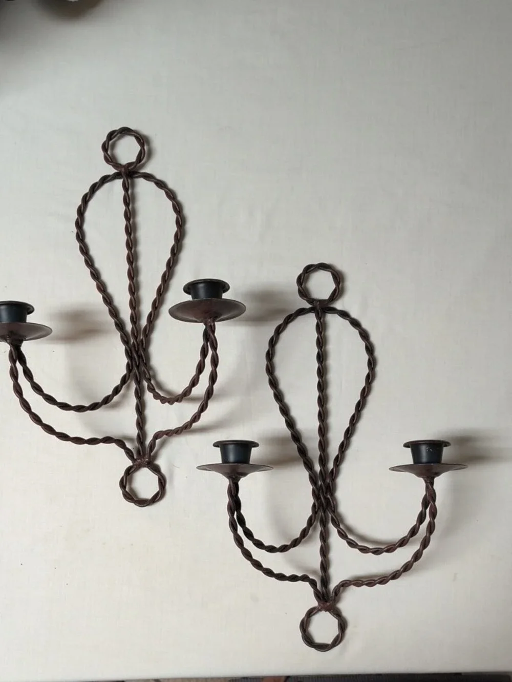 Rustic Twisted Metal Wall Candle Sconces - Brown (Pair) Western Cowboy